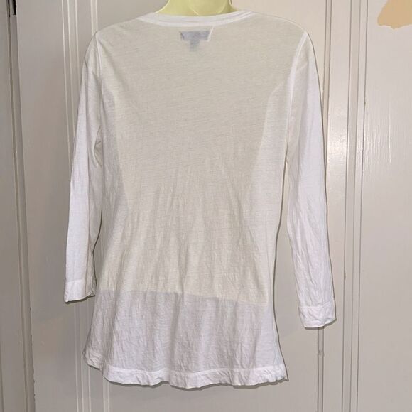 LRL Lauren Jeans Co Ralph Lauren White  Thin Cotton Knit Top with 3/4 sleeves - Picture 6 of 9